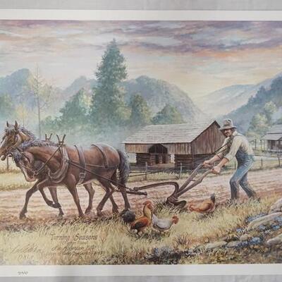 1026	SIGNED LEE ROBERSON LIMITED EDITION PRINT FROM THE ECHOES OF CADES COVE SERIES PLATE VIII TITLED *TURNING SEASONS (TIPTON PLACE)*...