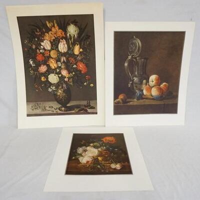 1151	LOT OF THREE STILL LIFE ART POSTERS. ALL WERE PRINTED IN GERMANY. LARGEST IS 31 1/2 IN X 23 3/4 IN. POSTERS HAVE SOME WEAR AROUND...