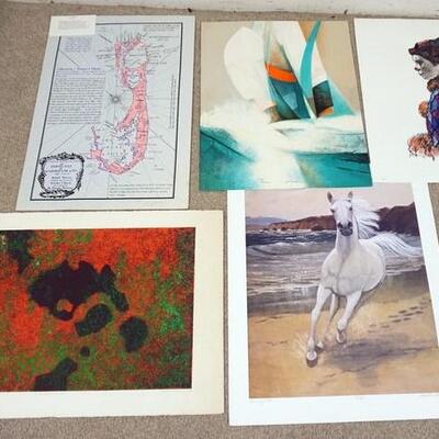 1159	LOT OF FIVE SIGNED LIMITED EDITION PRINTS. LARGEST IS 29 1/2 IN X 25 1/4 IN. 
