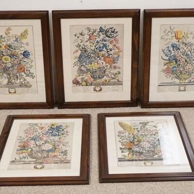 1182	LOT OF FIVE ROBERT FURBER FRAMED BOTANTICAL MONTH PRINTS. MONTHS INCLUDE; NOVEMBER, MAY, FEBRUARY, AUGUST, & JUNE. 19 IN X 23 IN...