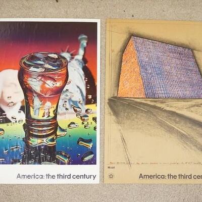 1091	LOT OF 2 AMERICA: THE THIRD CENTURY BICENTENNIAL POSTERS SPONSORED BY MOBIL OIL.  24 IN X 35 IN. AS FOUND 

