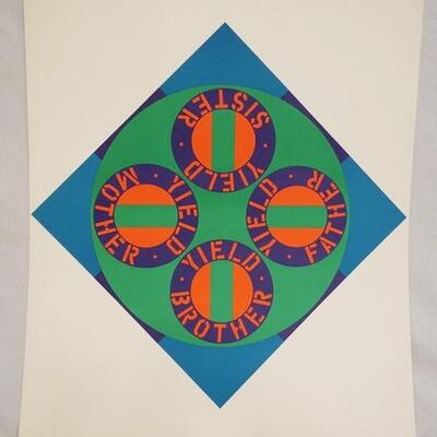 1157	ROBERT INDIANA *YEILD BROTHER* ART POSTER BY ABRAMS COLOR PRINT 24 IN X 28 IN. 
