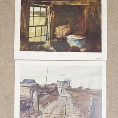 1103	LOT OF TWO ANDREW WYETH ART POSTERS; *CHESTER COUNTRY FARM* & *SPLIT ASH BASKET* BOTH ARE BY AARON ASHLEY INC. LARGEST IS 33 3/4 IN...