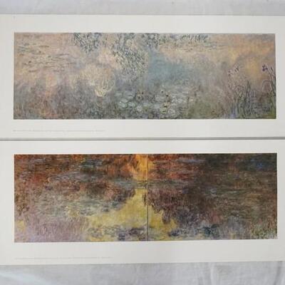 1098	LOT OF TWO CLAUDE MONET PRINTS BY SHOREWOOD REPRODUCTIONS INC. *WATER LILLIES* & *SEA ROSES. BOTH ARE 28 1/2 IN X 11 1/2 IN. 
