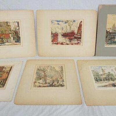 1078	LOT OF SIX JAMES SANFORD HULMES PRINTS OF NEW YORK/NEW YORK CITY SCENERY. LARGEST IS 20 IN X 17 1/4 IN INCLUDING MATTE. PRINTS &...