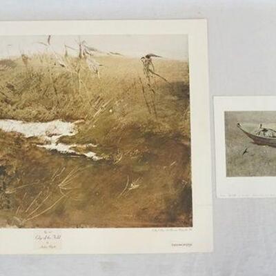1104	LARGE ANDREW WYETH *THIN ICE* ART POSTER BY NEW YORK GRAPHIC SOCIETY. HAS SOME MINOR TEARS/CREASING AROUND THE BORDER. 38 1/2 IN X...