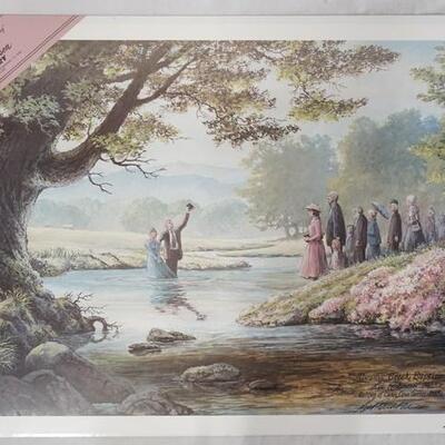1027	SIGNED LEE ROBERSON LIMITED EDITION PRINT FROM THE ECHOES OF CADES COVE SERIES PLATE VI TITLED *ABRAMS CREEK BAPTIZING* 1993 NO....