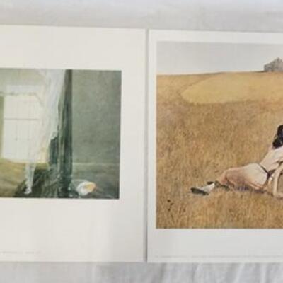 1105	LOT OF TWO ANDREW WYETH ART PRINTS/POSTERS BY AARON ASHLEY INC. *SPINDRIFT* & *EDGE OF THE FIELD* LARGEST IS 31 1/4 IN X 21 1/4 IN. 
