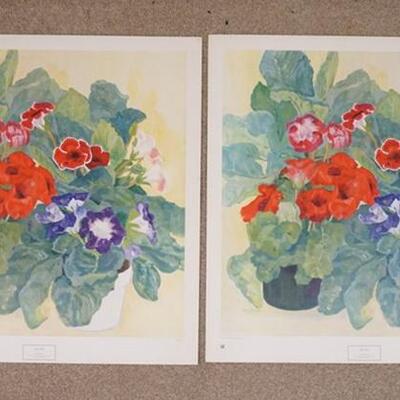 1101	LOT OF TWO SUSAN DETJENS ART POSTERS BY NEW YORK GRAPHIC SOCIETY, BOTH ARE TITLED *GLOXINIAS II* & COPYRIGHT DATED 1976 PRINTED IN...