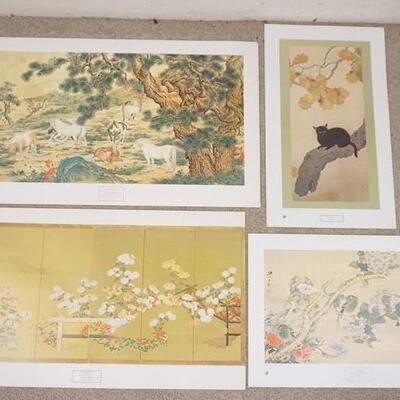 1118	LOT OF FOUR ASIAN ART POSTERS BY NEW YORK GRAPHIC SOCIETY. LOT INLCUDES; *BLACK CAT* BY SHUNSO HISHIDA COPYRIGHT DATED 1978,...