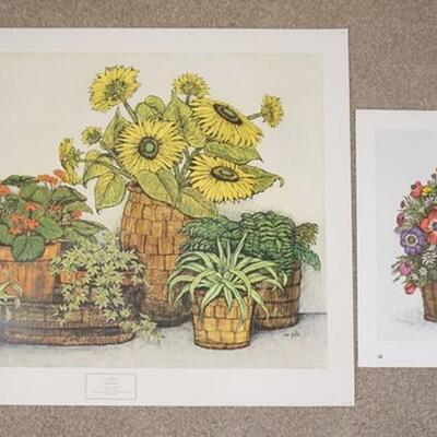 1117	LOT OF TWO IDA PELLEI ART PRINT/POSTERS BY NEW YORK GRAPHIC SOCIETY; *BASKET BOUQUET WITH ANEMONES* COPYRIGHT DATED 1973 &...