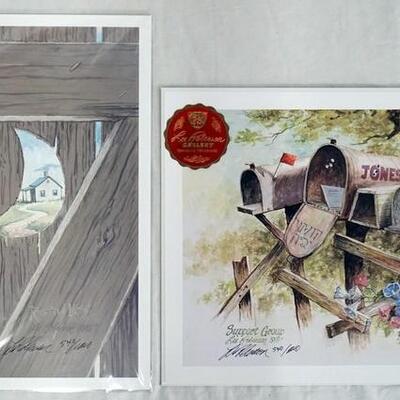 1178	LOT OF 2 SIGNED LEE ROBERSON LIMITED EDITION PRINTS *RESTFUL VIEW* & *SUPPORT GROUP* BOTH ARE NO. 540/1000. LARGE IMAGE MEASURES 12...