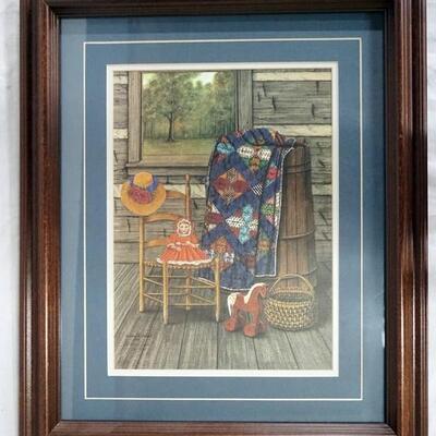 1057	SIGNED WILMA B. VINCENT LIMITED EDITION FRAMED PRINT NO. 1160/1500 DATED 1985.  APP. 19 1/2 X 23 1/2 INCLUDING FRAME 
