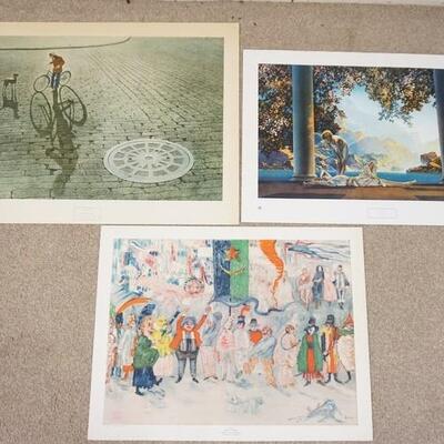 1128	LOT OF THREE ART POSTERS BY NEW YORK GRAPHIC SOCIETY. LOT INCLUDES; *CARNIVAL* BY JAMES ENSOR, *DAYBREAK* BY MAXFIELD PARRISH...