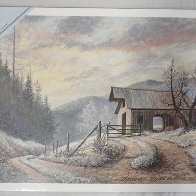 1011	SIGNED LEE ROBERSON LIMITED EDITION PRINT TITLED *SNOW BY MORNING* 1993. NO 540/1000. IMAGE IS APP. 17 1/2 IN X 25 1/2 IN 
