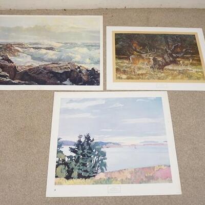 1131	LOT OF THREE ART POSTERS BY NEW YORK GRAPHIC SOCIETY. LOT INCLUDES; *WHITE TAIL DEER* BY TRAVIS KEESE, *VIEW OF BARRED ISLAND* BY...
