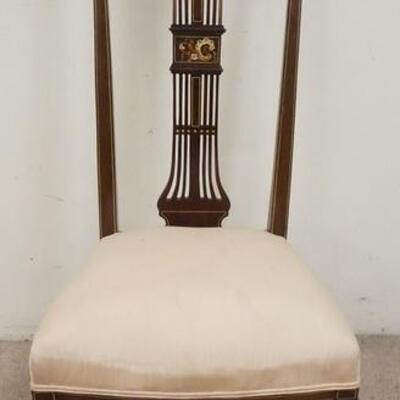 1023	ORNATE VICTORIAN HIGH BACK SIDE CHAIR WITH BANDING AND FANCY INLAY
