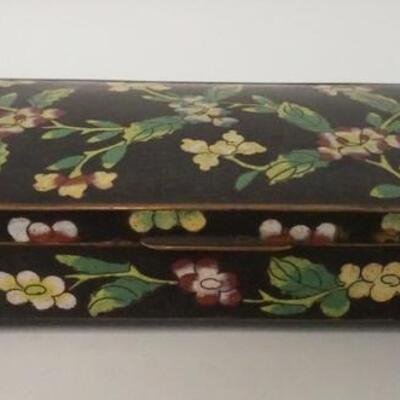 1078	CLOISONNE HINGED BOX W/FLORAL DESIGN, 7 1/2 IN X 3 1/2 IN X 1 3/4 IN HIGH
