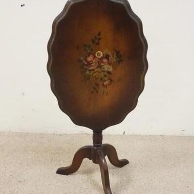 1064	TILT TOP STAND W/PAINT DECORATED FLORAL DESIGN, 21 IN DEEP X 14 1/4 IN WIDE X 21 1/4 IN HIGH
