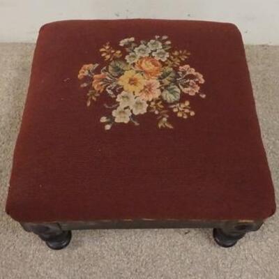 1024	NEEDLEPOINT VICTORIAN STOOL, 18 1/2 IN X 16 1/2 IN X 11 1/2 IN
