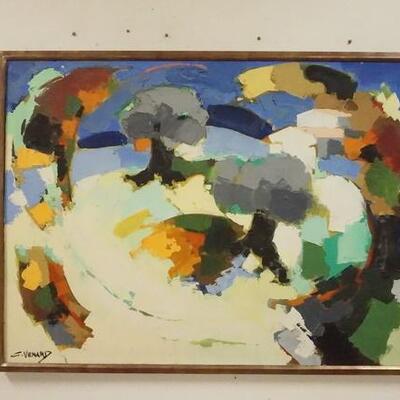 1074	CLAUDE VENARD OIL PAINTING ON CANVAS SIGNED LOWER LEFT, 53 1/4 IN X 40 1/4 IN OVERALL
