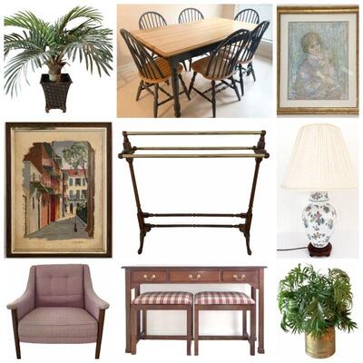 Awesome Mid-Century Furniture, Table & Chairs, Whirlpool Refrigerator, Wicker Rocking Chairs, Mirror & Dresser, Day Bed, Quilt Rack,...