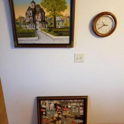 1128	

2 Framed Prints By H. Hargrove And Quartz Wall Clock
Prints Measure Approx: 27.5