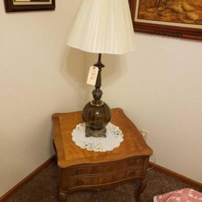 1312	

Wooden End Table And Lamp
End Table Measires Approx: 26