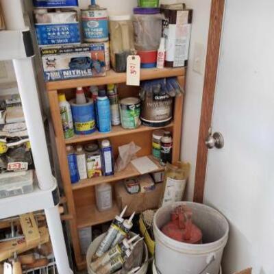 1018	

Lacquer Thinner, Starting Fluid, Caulk, Buckets, And More
Wooden Shelf Measures Approx: 24
