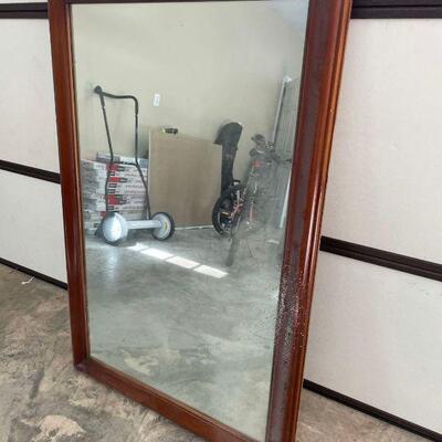 Large and heavy beautiful wooden mirror. Needs some love and care and a good scrub! 31 1/2 x 47 1/2