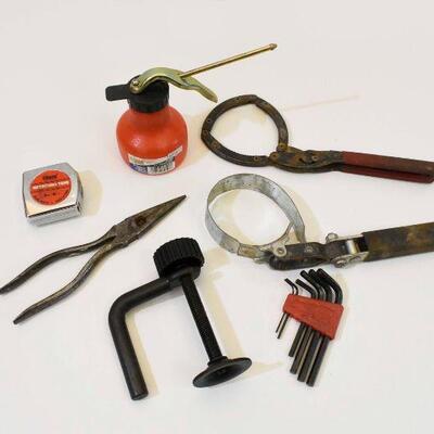 Various Tools Oil Can Measuring Tape Etc