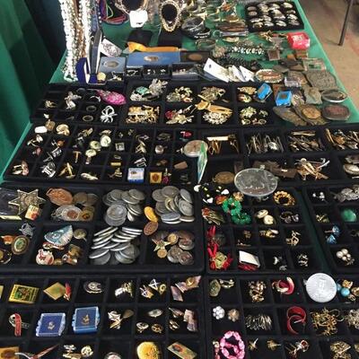 Tables full of jewelry.