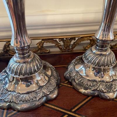 Neiman Marcus Silver Plated Candle Sticks Set of 2. 10 1/2