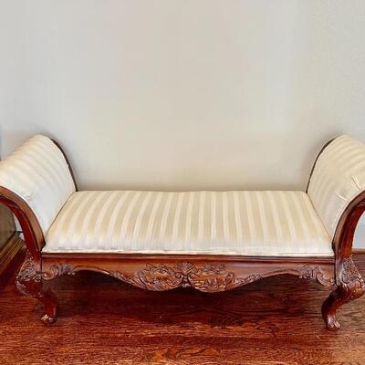 Carved Silk Settee 61' W 25' D 29'H $500