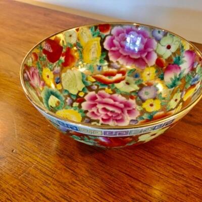 Chinese Handpainted Porcelain Bowl 8â€ W, 3 1/2â€ H.  $85