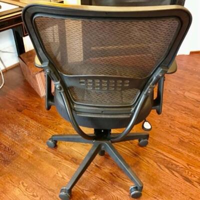 Black Leather Office Chair 40â€ H, 27â€ W, 22â€ D. $150