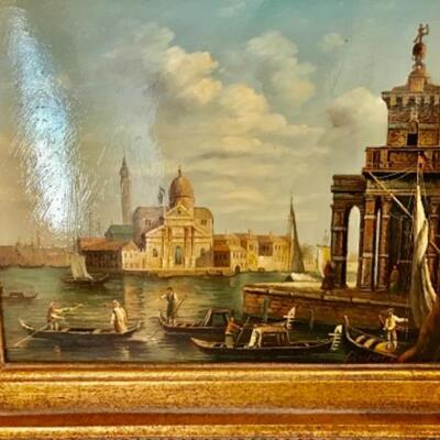 Douglas Oil Painting Venice Scene 19 1/2â€ W, 18â€ H. $240