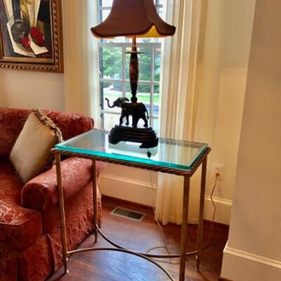 Gold Glass SideTable 31 1/2