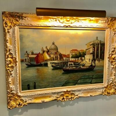 J. Roberto Venetian Oil Painting 45 1/2â€ W, 34â€ H. $1,400. 