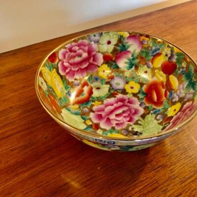 Chinese Handpainted Porcelain Bowl 8â€ W, 3 1/2â€ H.  $85