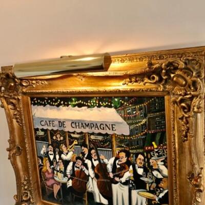 P. Jouet, Cafe De Champagne Oil Painting 35â€ W, 31â€ H. $800