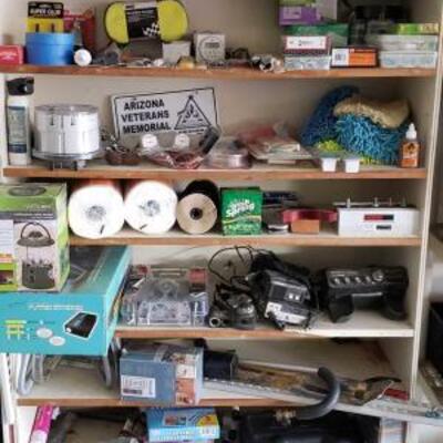 
#182 â€¢ Wooden Shelf With power Inverter, Cobra Radio, Ge Watthour Meter and More