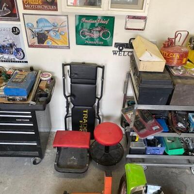 #174 â€¢ Craftsman Tool Cart, Mechanics Stools, Trades Pro Creeper, Stanley Tool Box and More