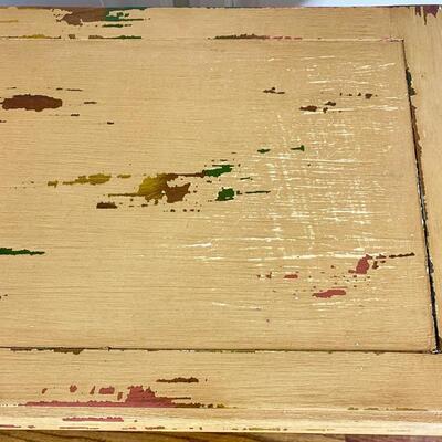 Gold painted distressed side table w/drawer measures 24