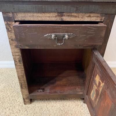 Distressed cabinet w/drawer measures 23" x 16" x 31"