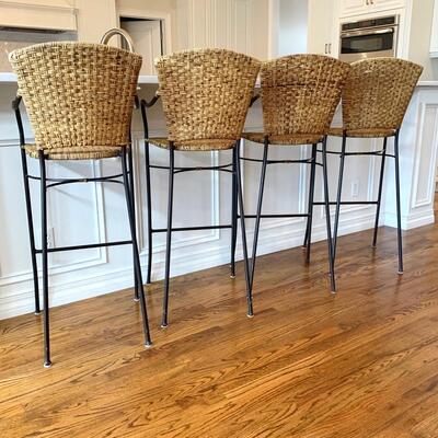 Crate and Barrel metal and wicker bar height stools
4 AVAILABLE
