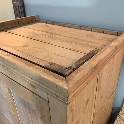 Antique pine cupboard measures 36" x 26.5" x 61.25"