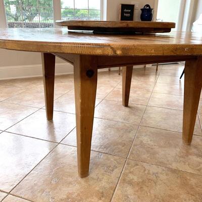 Round waxed pine custom table (with removable lazy-suzan)  The custom table has a beautiful natural patina, but can easily be relaxed to...