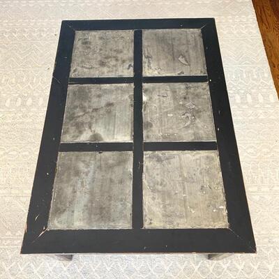 Asian influenced inlaid slate tile top coffee table measures 35.5