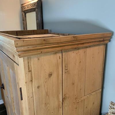 Antique pine cupboard measures 36